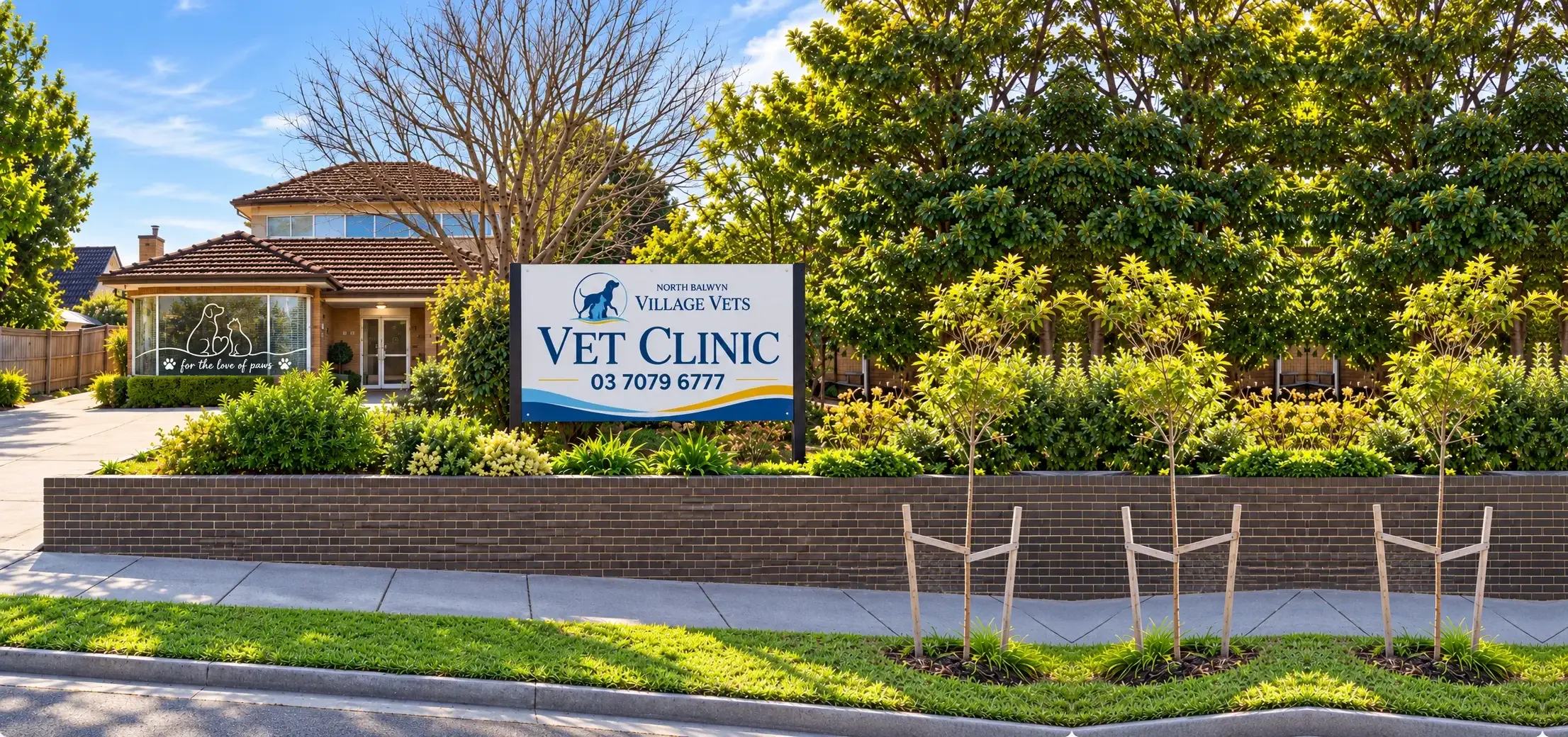 The front of the North Balwyn Village Vets clinic and its sign